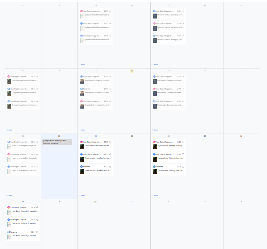 Your Digital Support Hub June content calendar